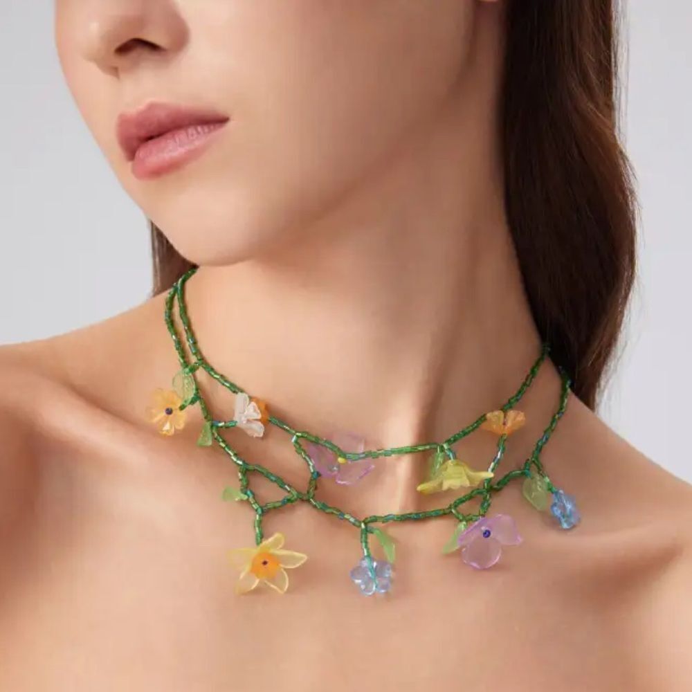 Bohemian flower necklace  A375